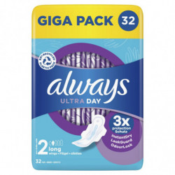 LOT DE 6 - ALWAYS - Ultra Day Long Taille 2 Serviette Hygiénique Avec Ailettes - paquet de 32 serviettes