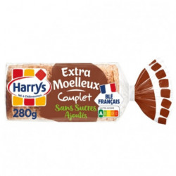 LOT DE 6 - HARRYS - Pain de mie Extra Moelleux Complet Sans Sucres Ajoutée - paquet de 280 g